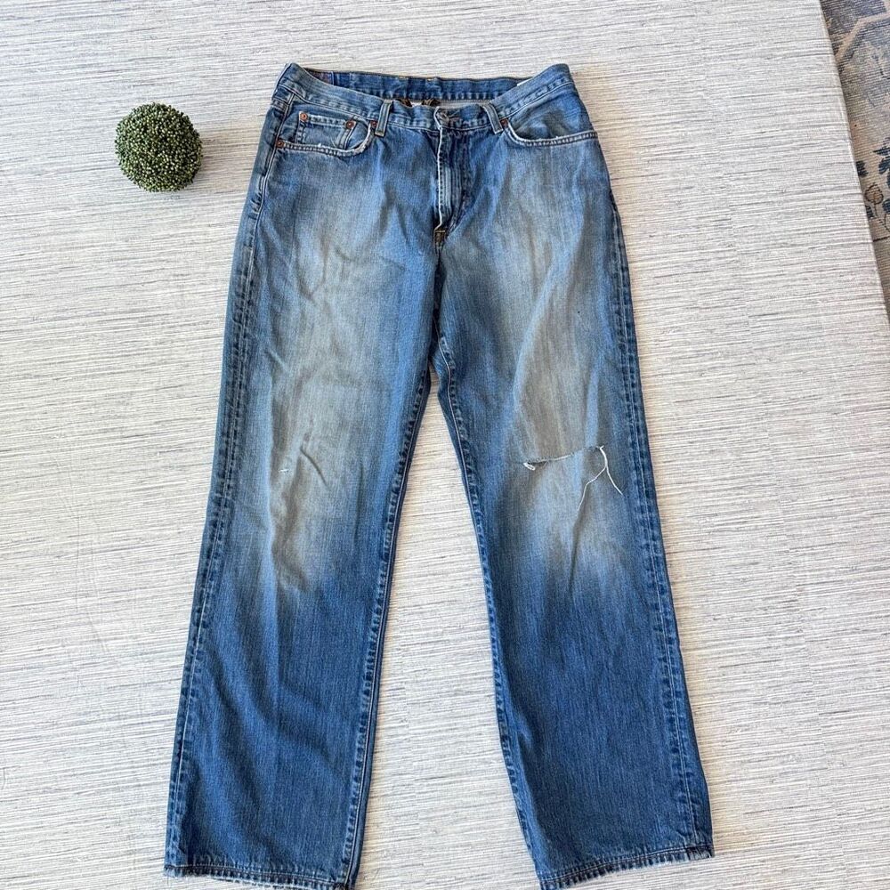 Vintage Lucky Brand Distressed Medium Wash Relaxed Bootleg Jeans 34 x 32